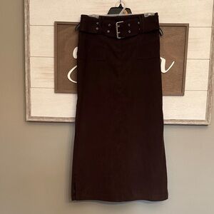 Elegant Chocolate Brown Pencil Skirt